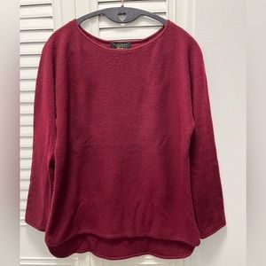 Cranberry cashmere high-low pullover sweater